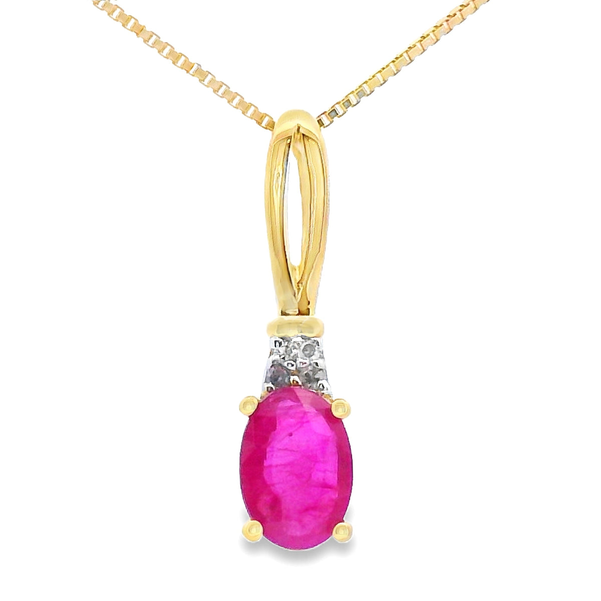 Colgantes de moda de rubí y diamantes de .38 ct en oro amarillo de 10 kt