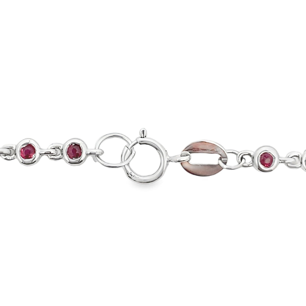 Genuine .89ct Ruby Diamond Bracelet 14KT White Gold