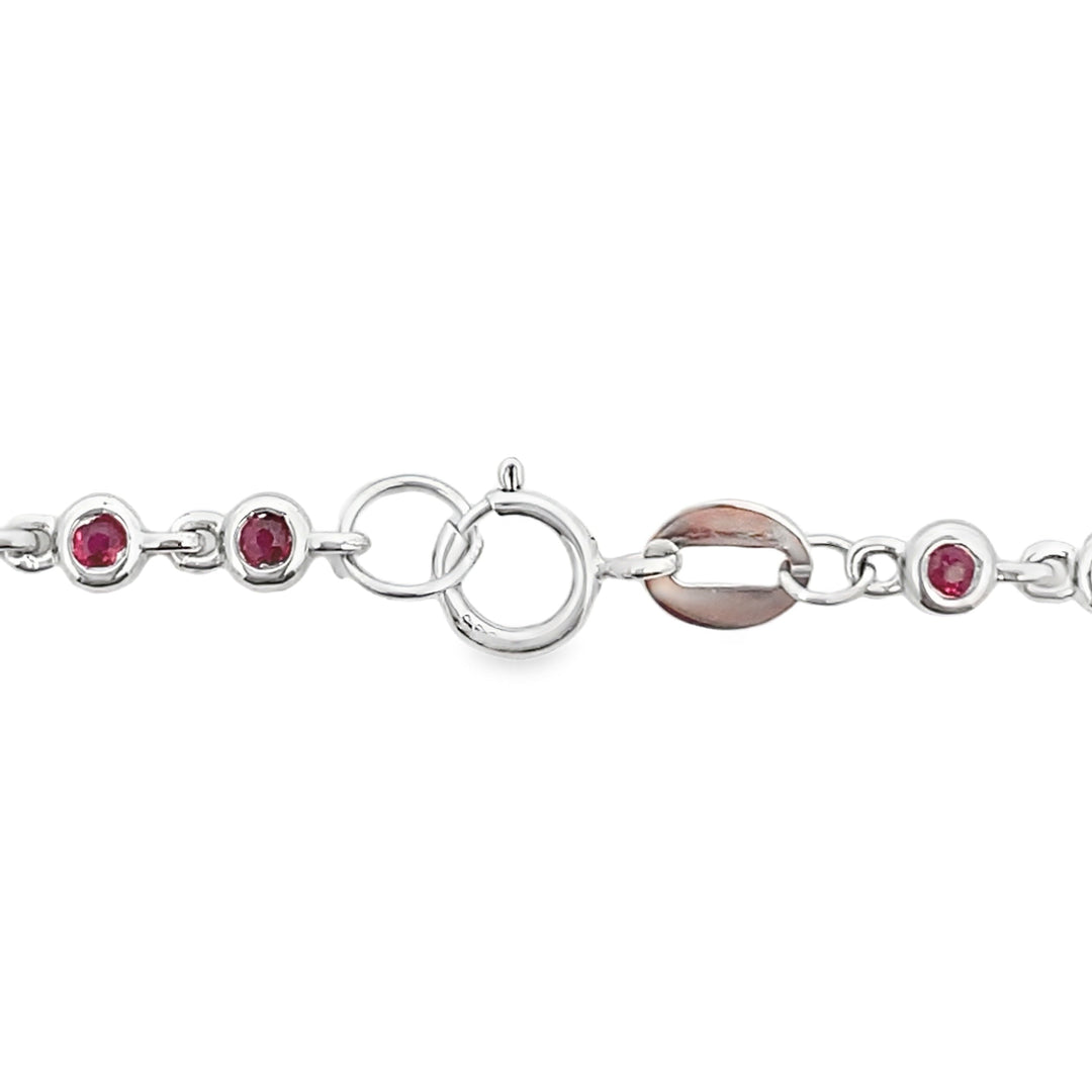 Genuine .89ct Ruby Diamond Bracelet 14KT White Gold