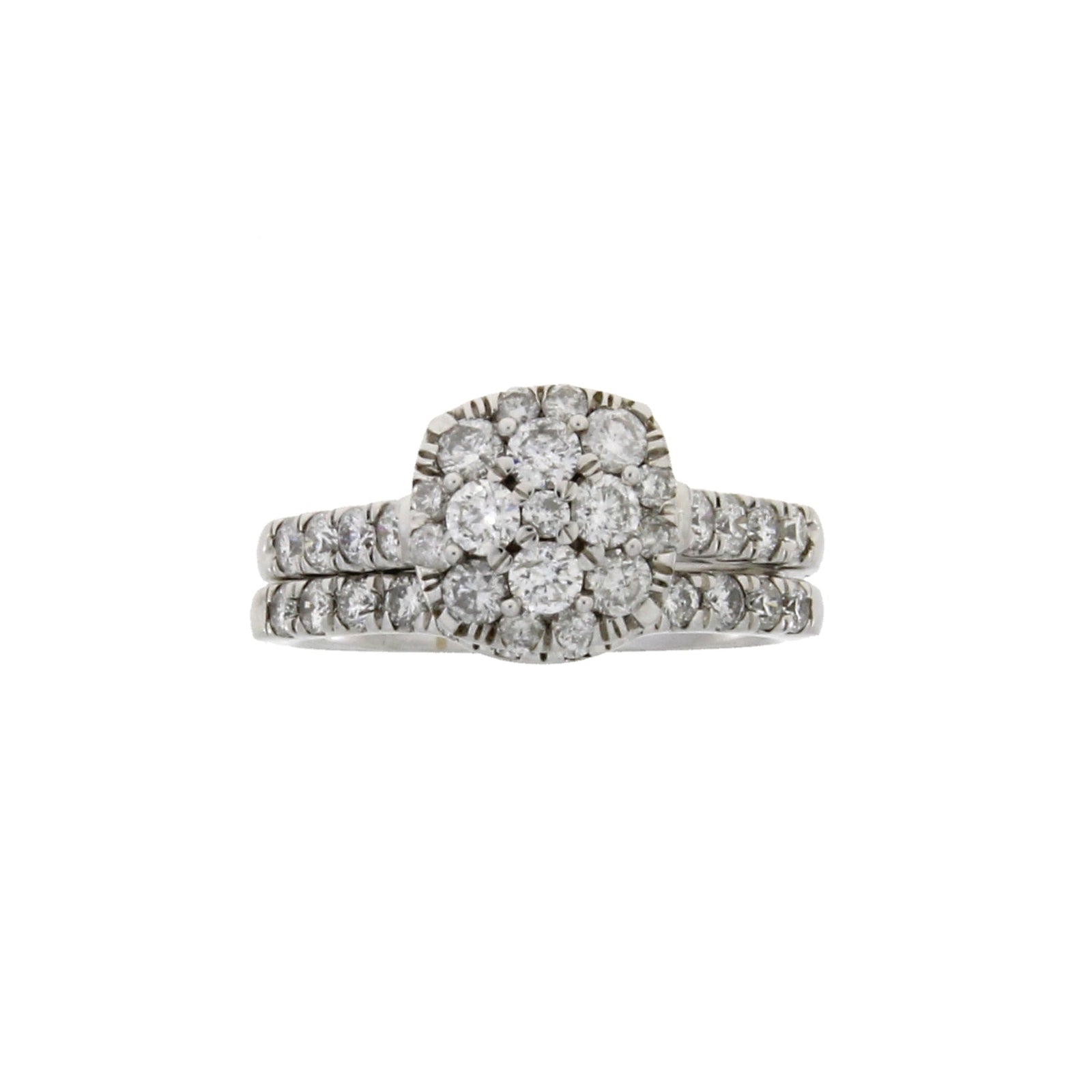 Juego de anillo de compromiso de diamante de 1,30 ct, oro blanco de 10 quilates