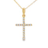 .13ct Diamond Cross Religious Pendant 14KT Yellow Gold