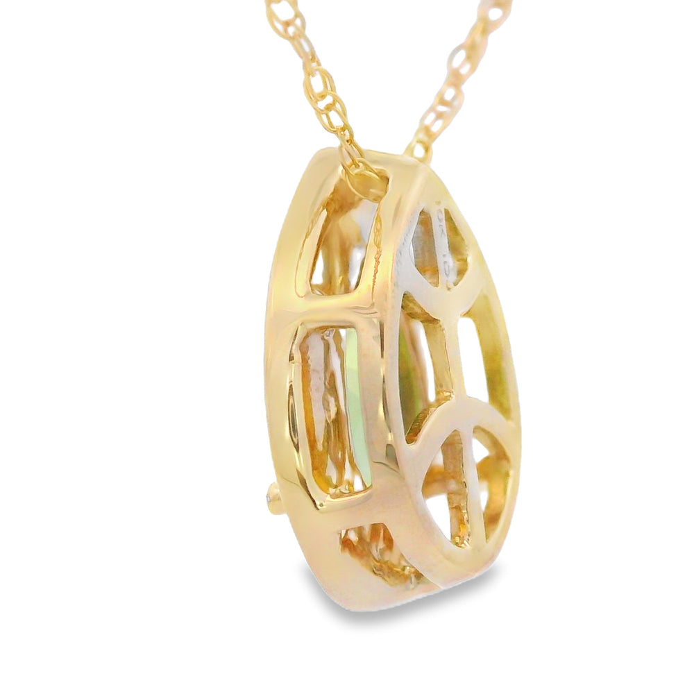 Colgantes de moda de peridoto y diamante de .47ct en oro amarillo de 10kt