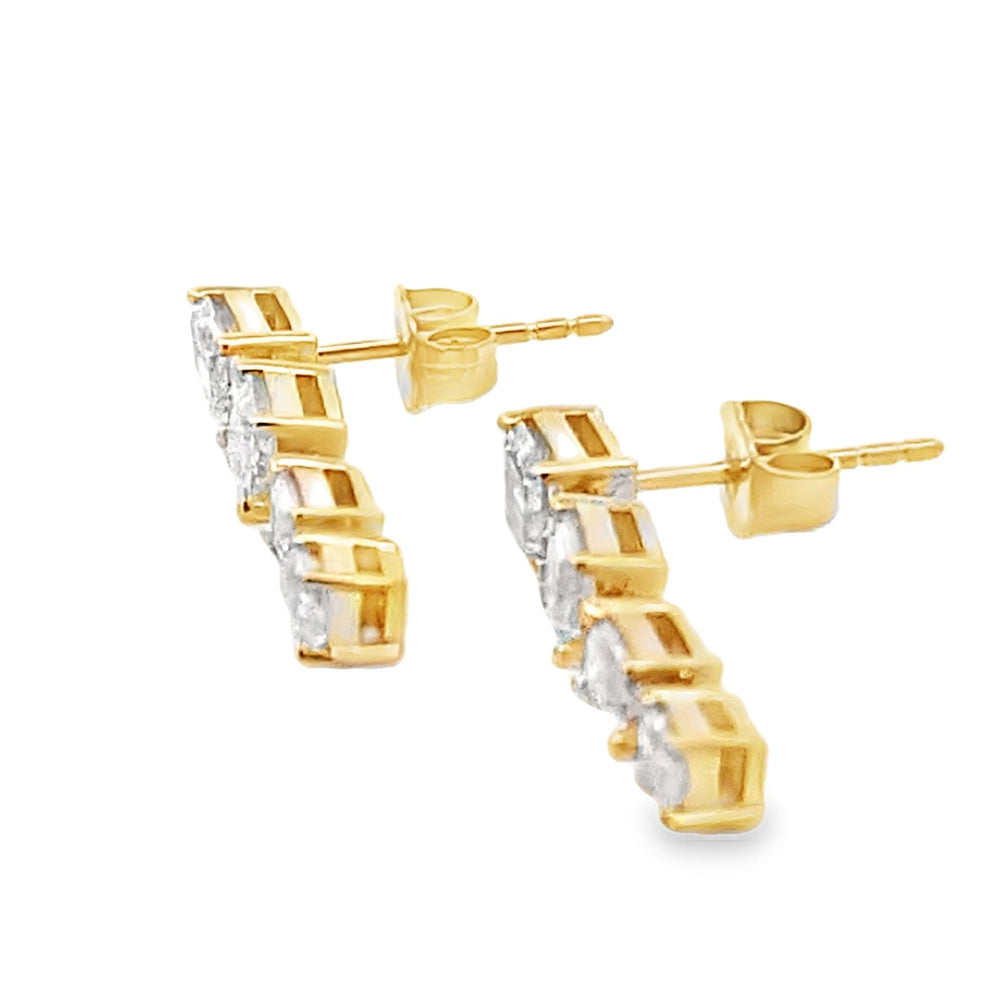 Pendientes colgantes de diamantes cultivados en laboratorio de oro amarillo de 14 quilates