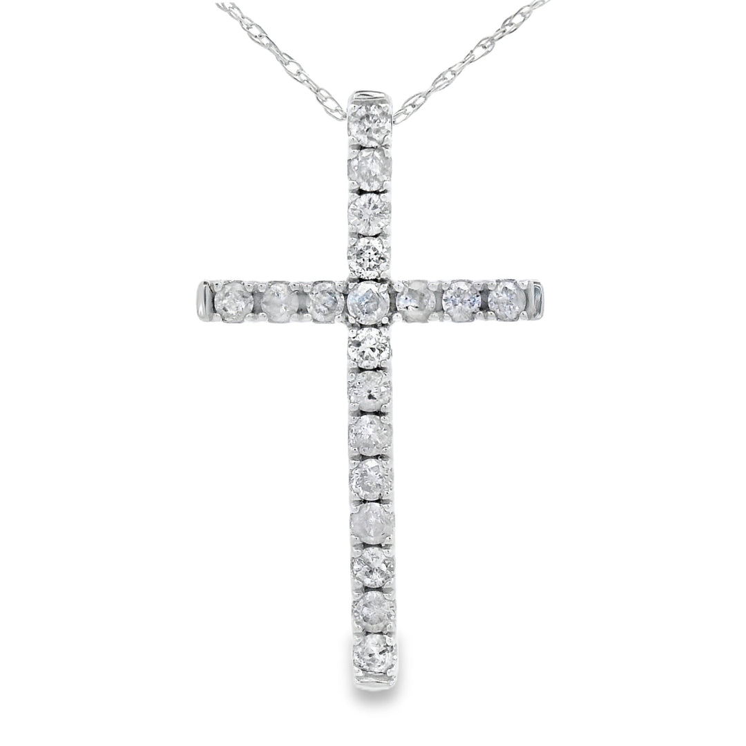 .33ct Diamond Cross Religious Pendant 14KT White Gold