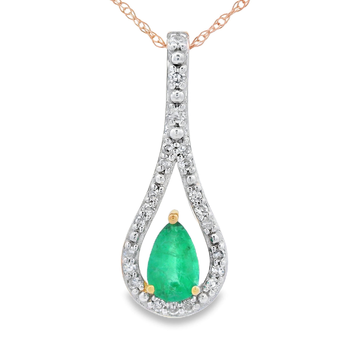 Colgantes de moda de diamante esmeralda de .37ct en oro amarillo de 10KT