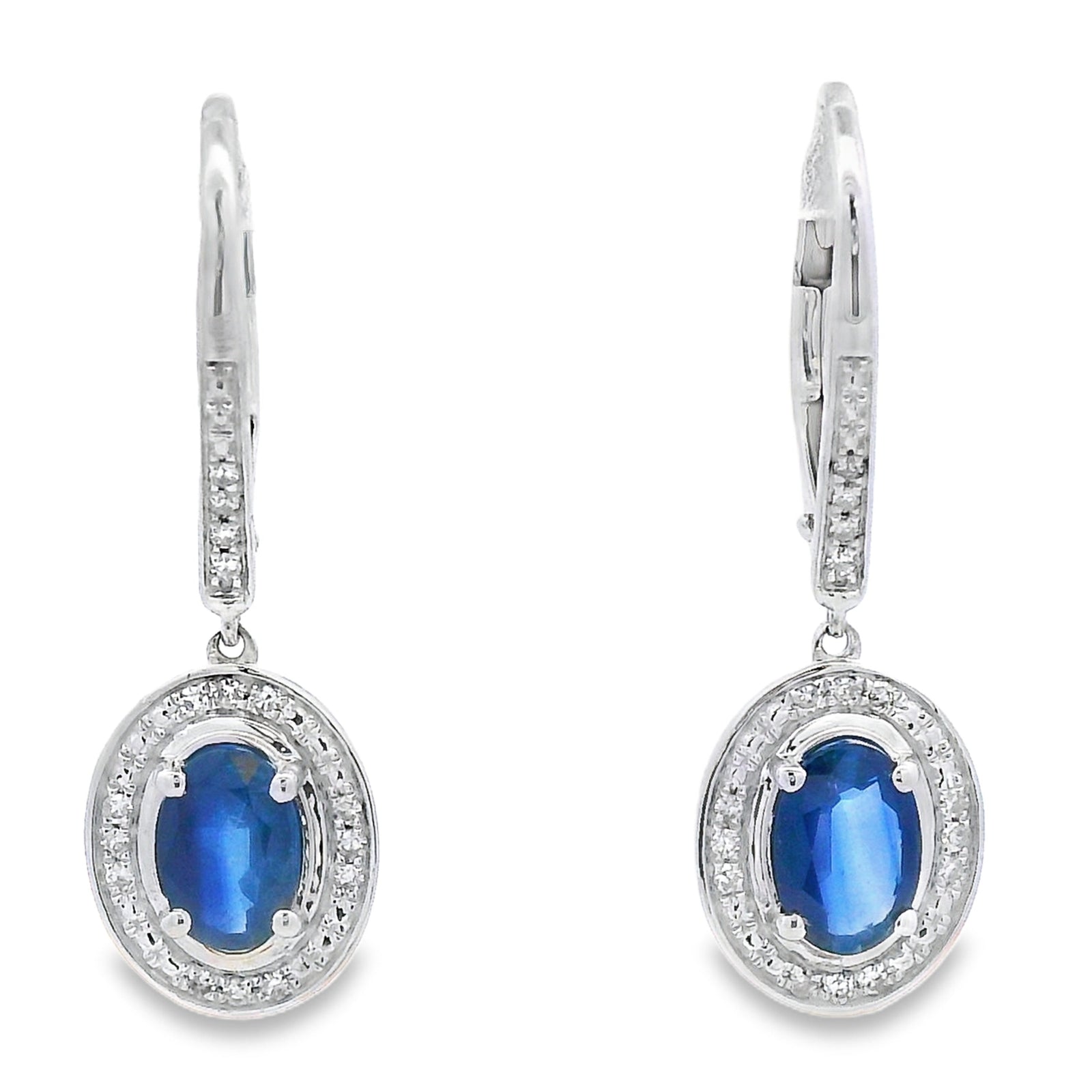 Pendientes Colgantes de Zafiro y Diamantes de 1,28 ct Oro Blanco de 10 kt