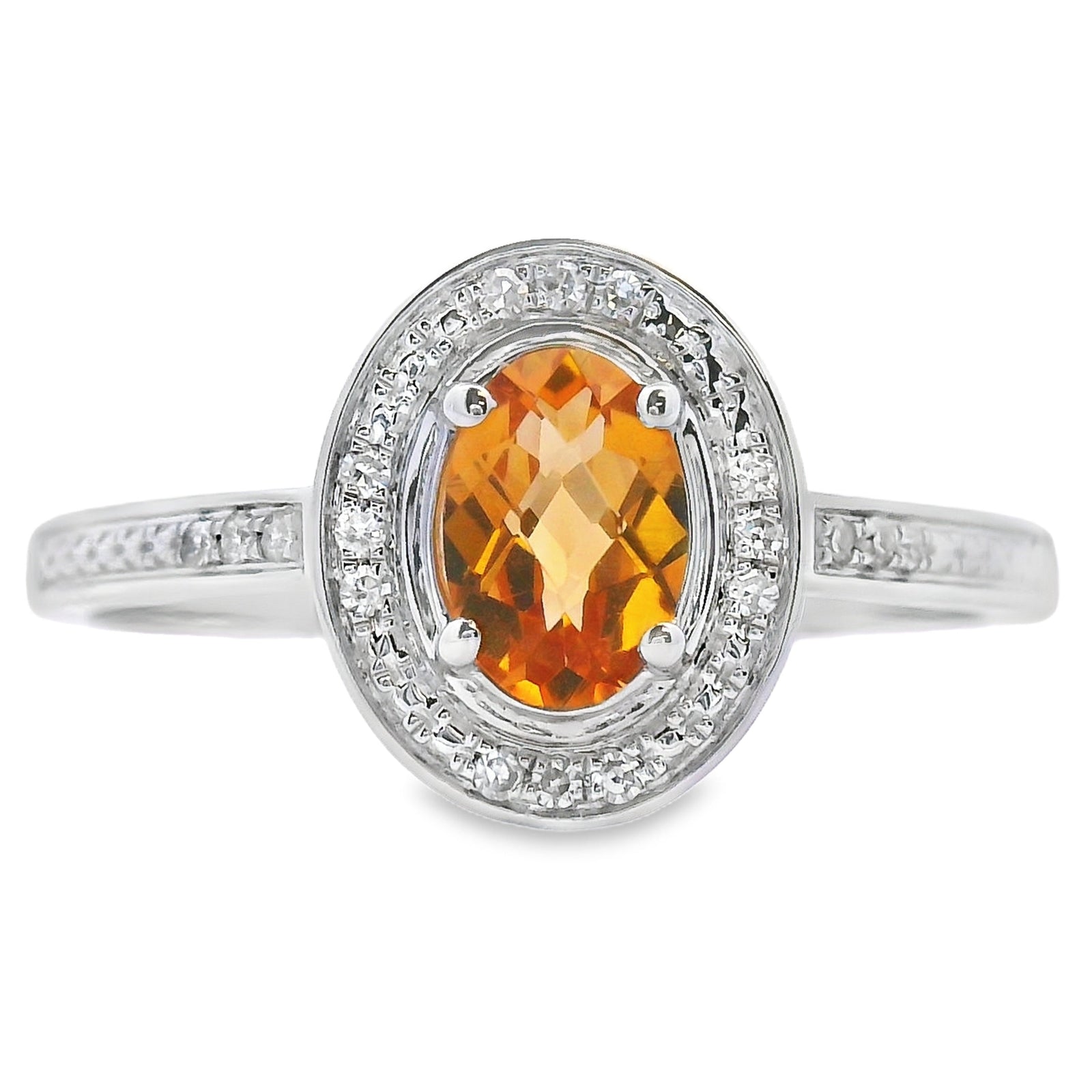 Natural .47ct Citrine Diamond Ring 10KT White Gold