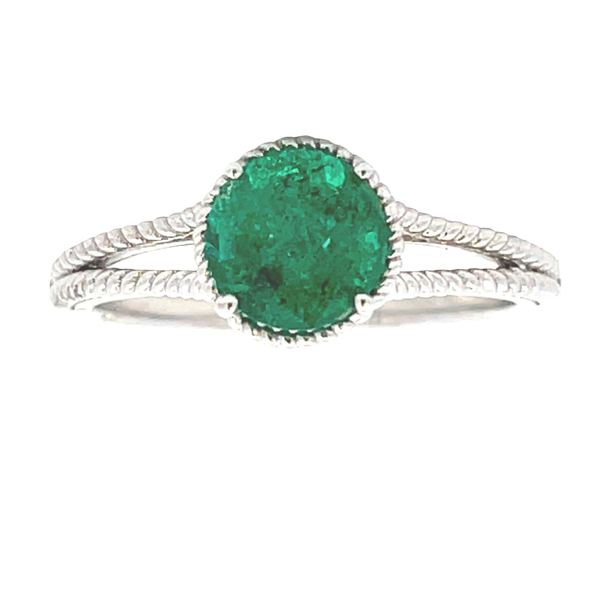 Esmeralda genuina de 1,28 ct Oro blanco de 14 K