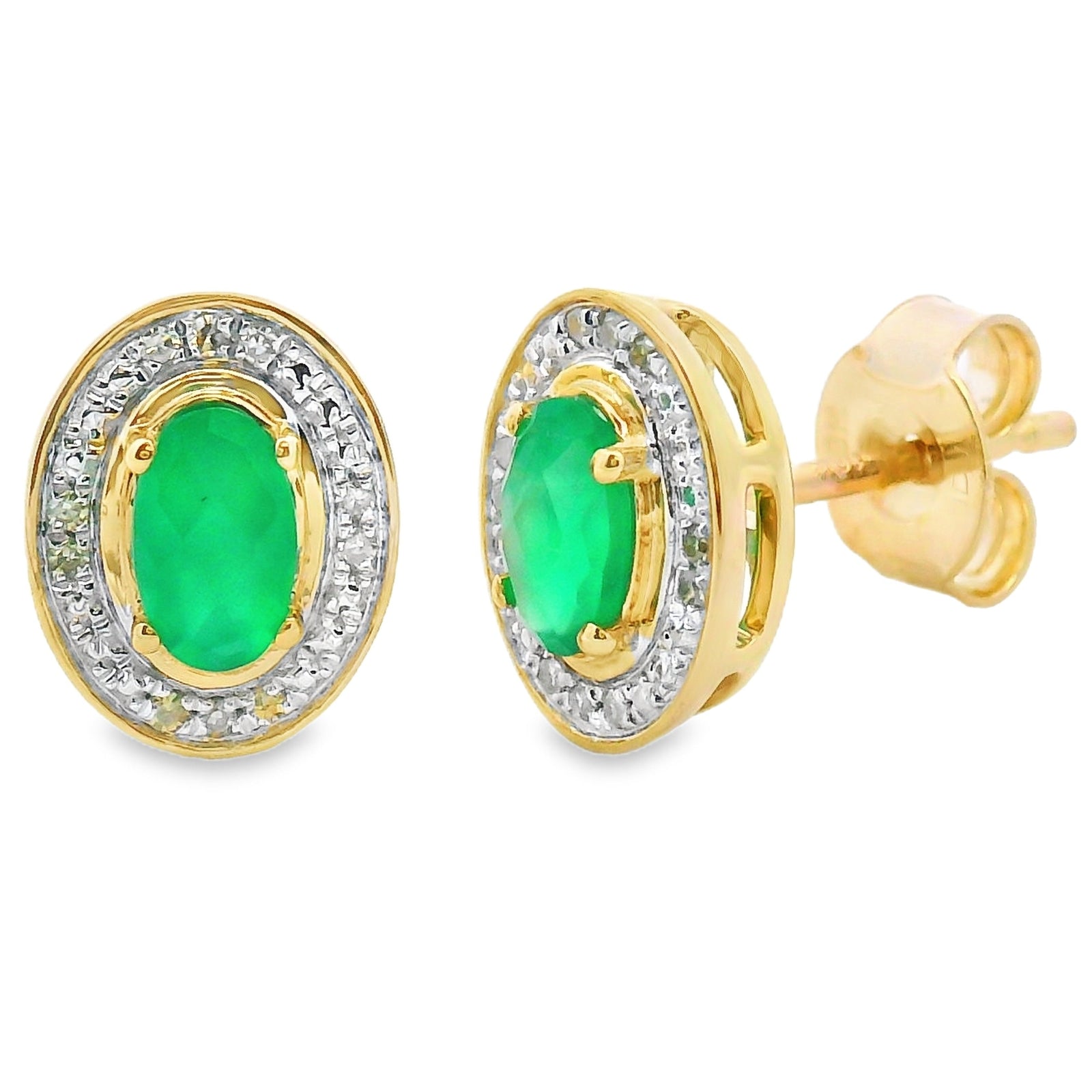 Pendientes de Calcedonia y Diamantes de .54ct en Oro Amarillo de 10KT