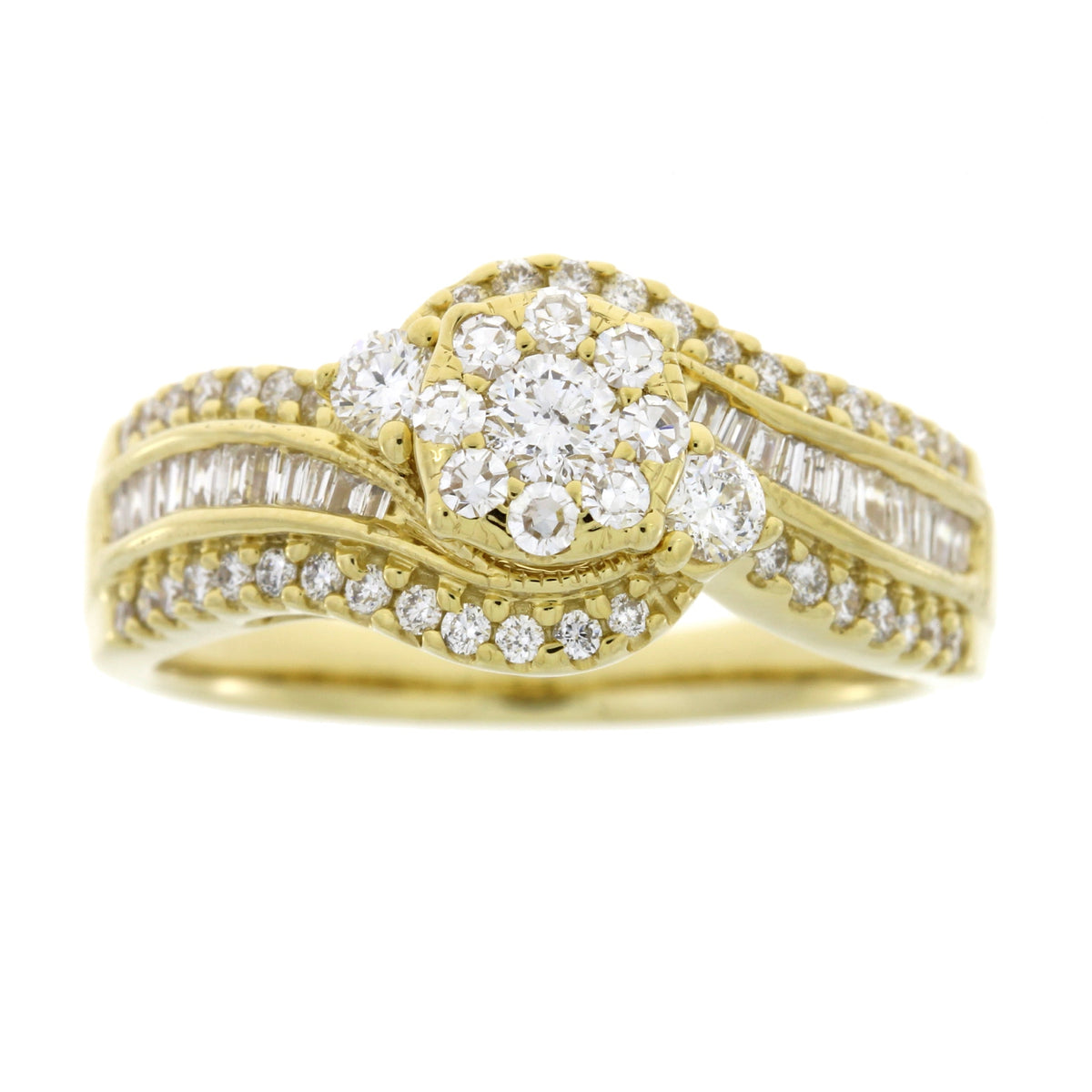Anillo de compromiso de oro amarillo de 14 kt con diamante genuino de 1,00 ct
