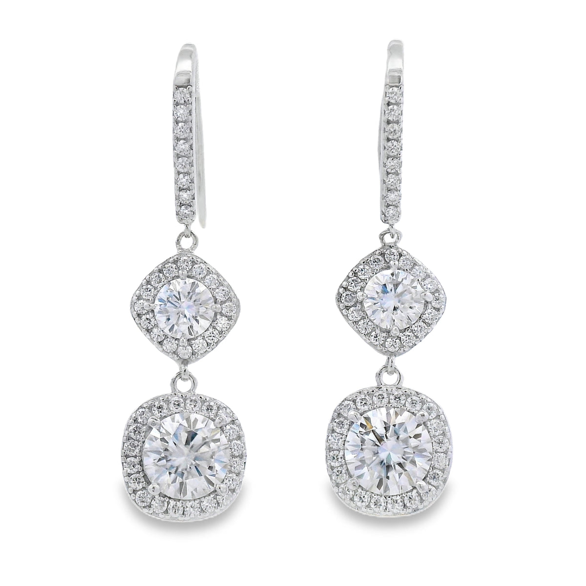 Aretes Colgantes de Moissanita de 8.51 ct de Plata Esterlina