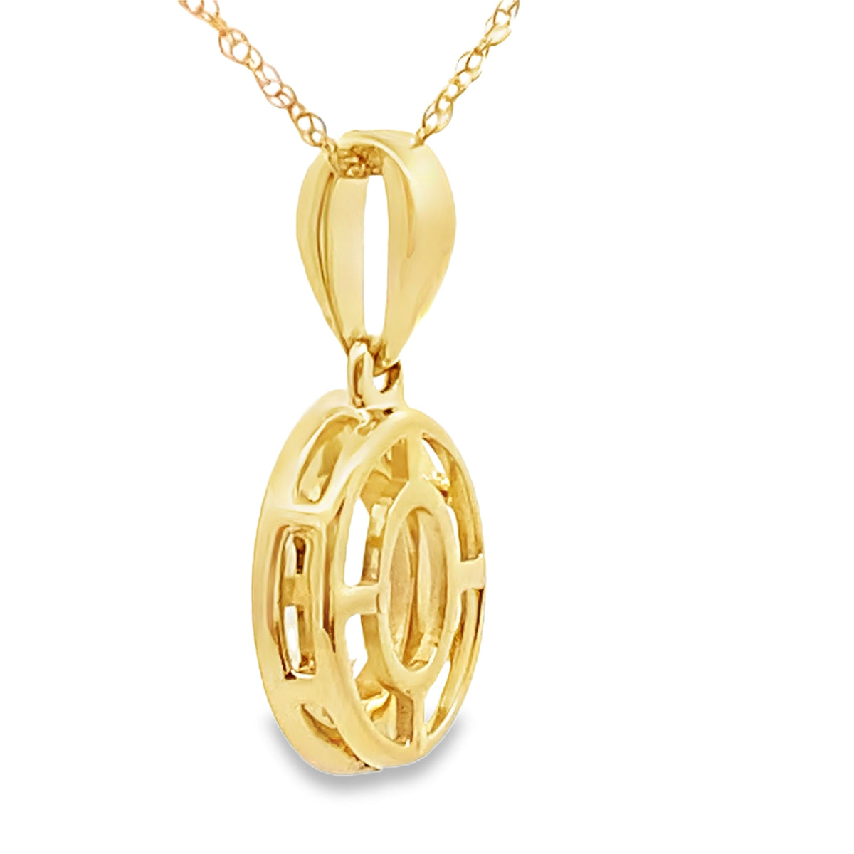 Colgantes de moda de diamante y cuarzo rosa en oro amarillo de 10 KT