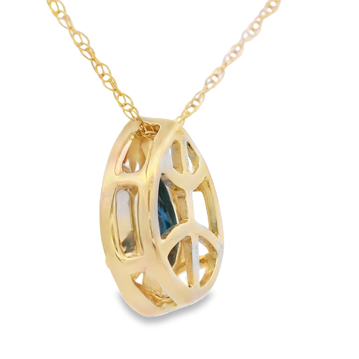 Colgantes de moda de zafiro y diamantes de oro amarillo de 10 quilates