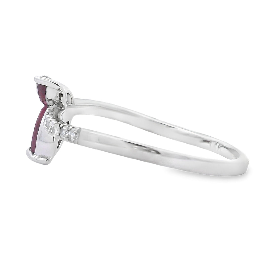 Natural .35ct Ruby Diamond Ring 14KT White Gold