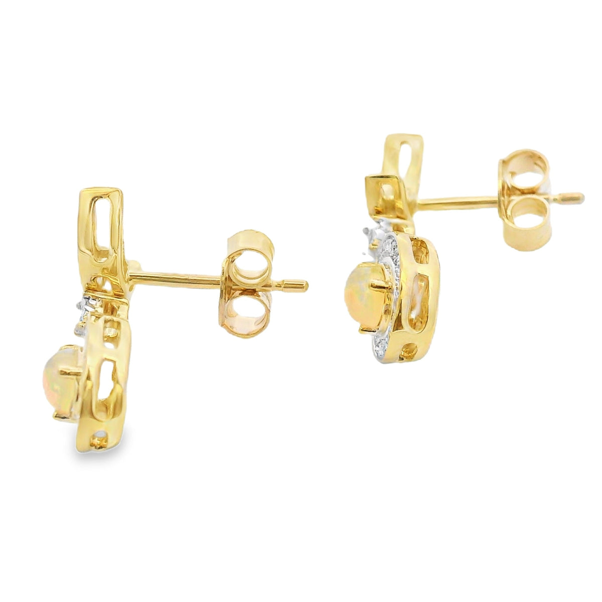Pendientes Colgantes de Ópalo y Diamantes de .42 ct Oro Amarillo de 10 kt