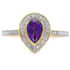 Genuine .42ct Amethyst Diamond Ring 10KT Yellow Gold
