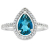 London Blue Topaz Created Sapphire Ring Sterling Silver