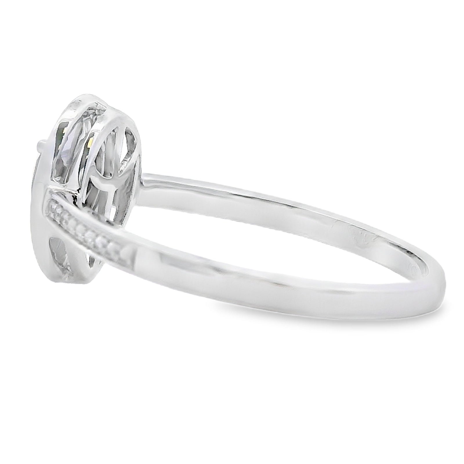 Anillo de oro blanco de 10 kt con diamante y cuarzo natural de 0,46 ct