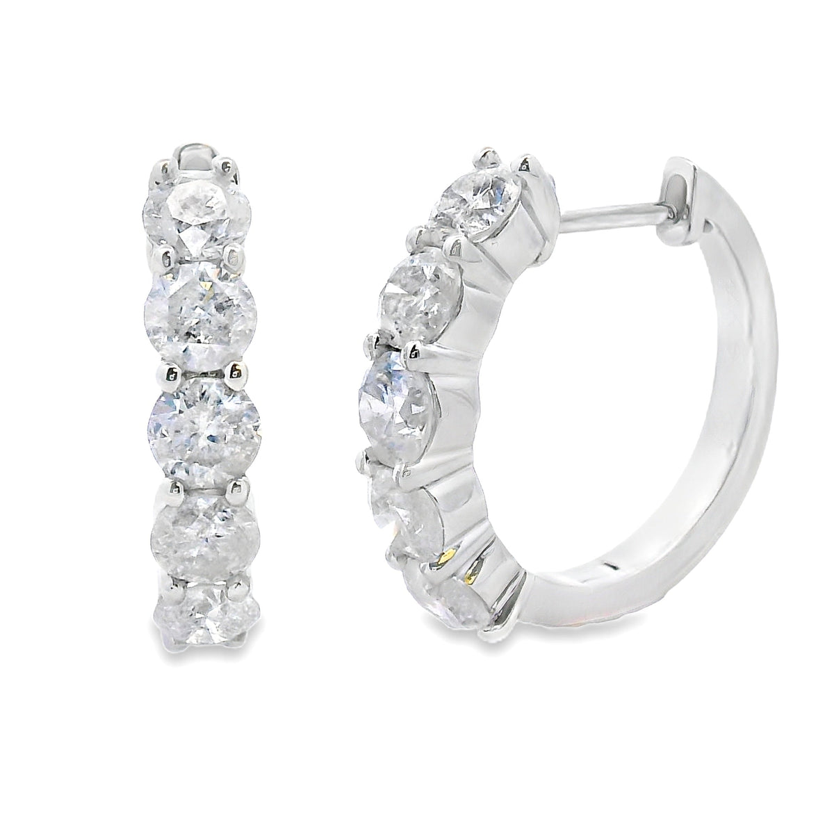 Natural 2.00ct Diamond Hoop Earrings 14KT White Gold