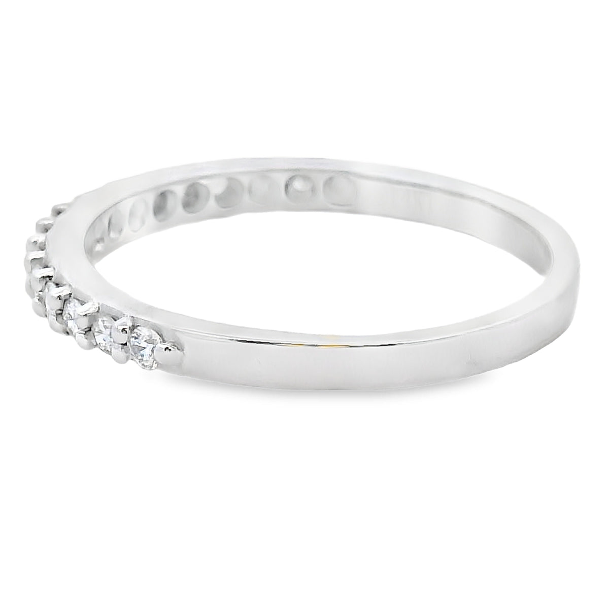 Anillo de boda con diamante natural de .25 ct, oro blanco de 14 kt