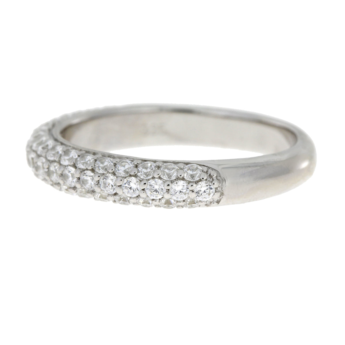 Anillo de banda de boda de circonita cúbica de plata de ley