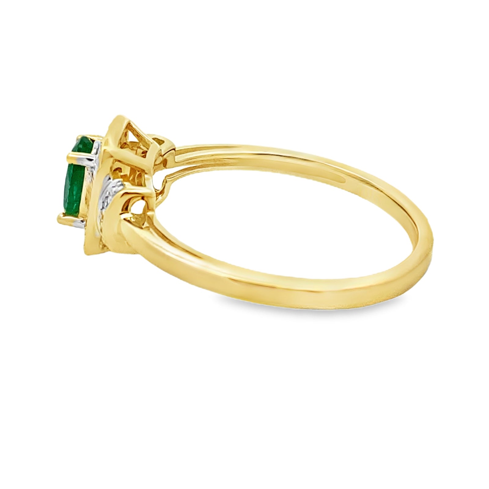 Anillo de esmeralda y diamantes de 0,45 ct en oro amarillo de 10 kt natural