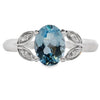 Anillos de banda de moda de oro blanco de 10 KT con diamantes de topacio azul