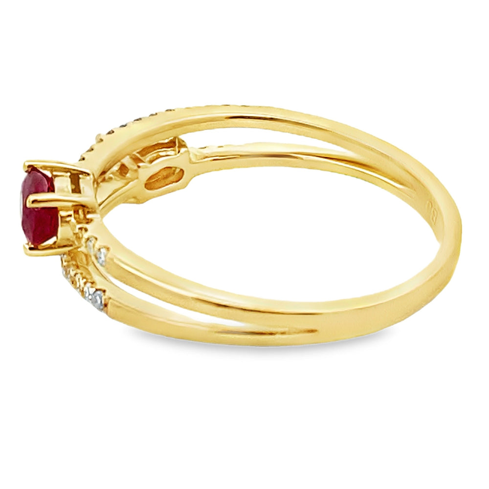 Natural .59ct Ruby Diamond Ring 14KT Yellow Gold