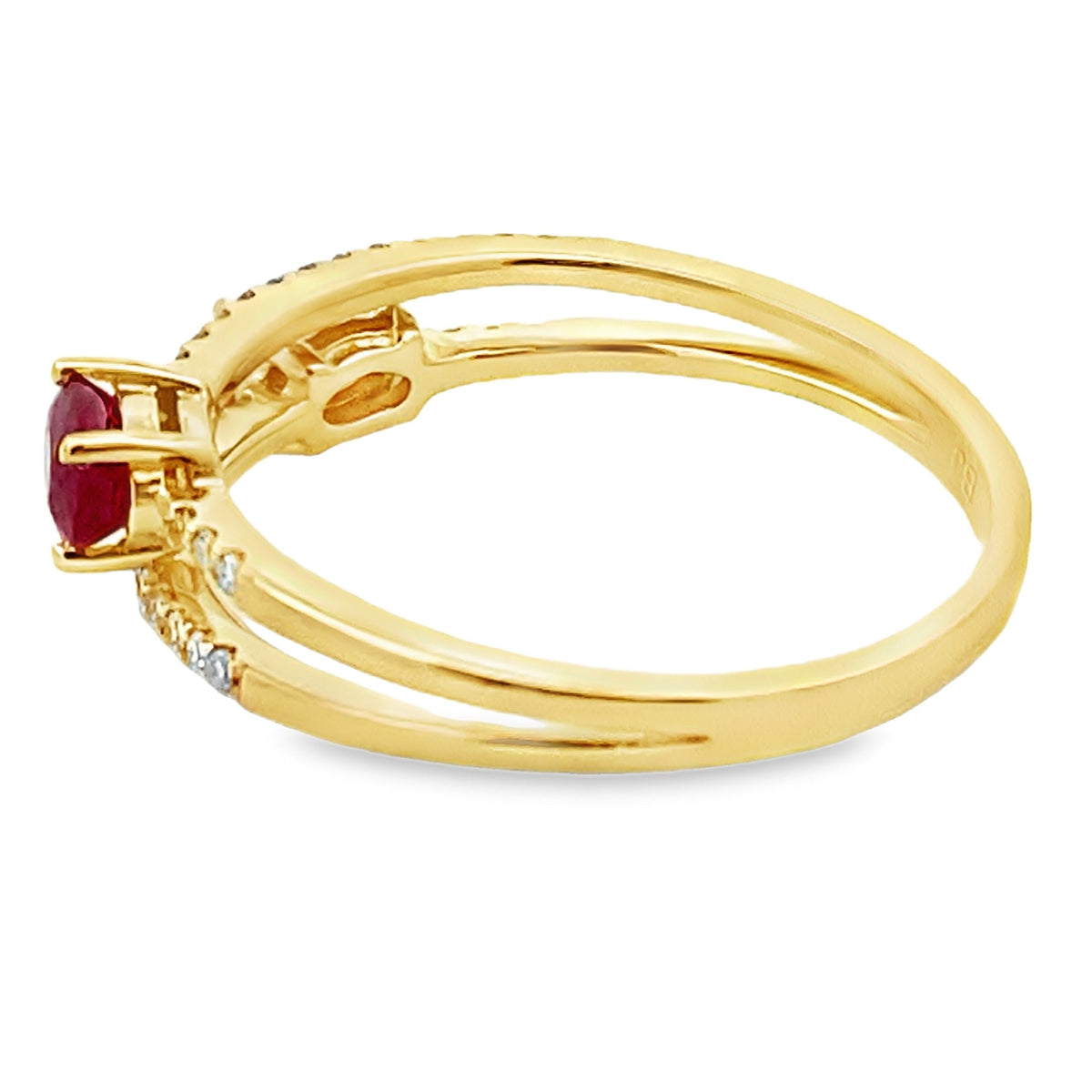 Natural .59ct Ruby Diamond Ring 14KT Yellow Gold