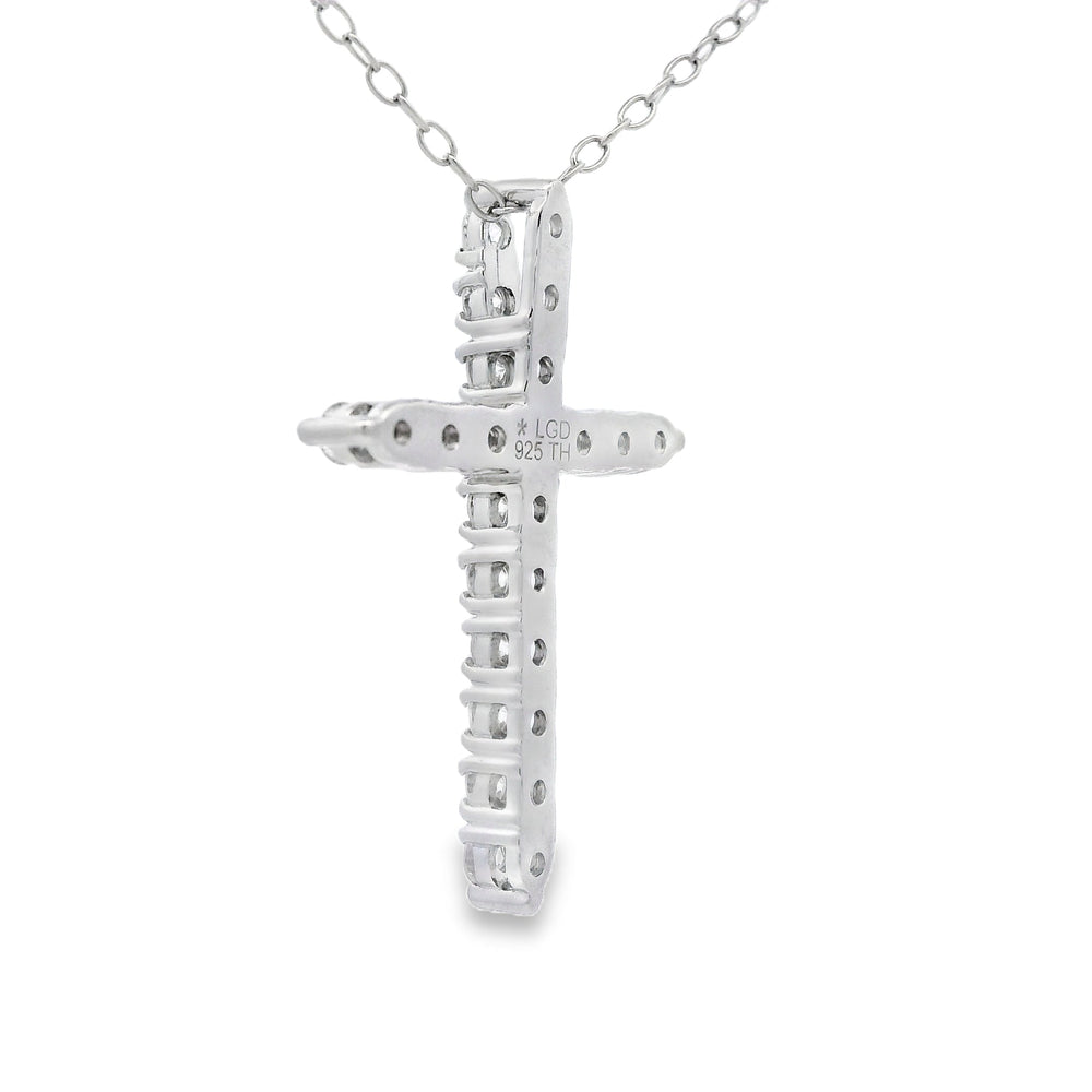 Colgante religioso de cruz de plata de ley genuina de 0,65 ct