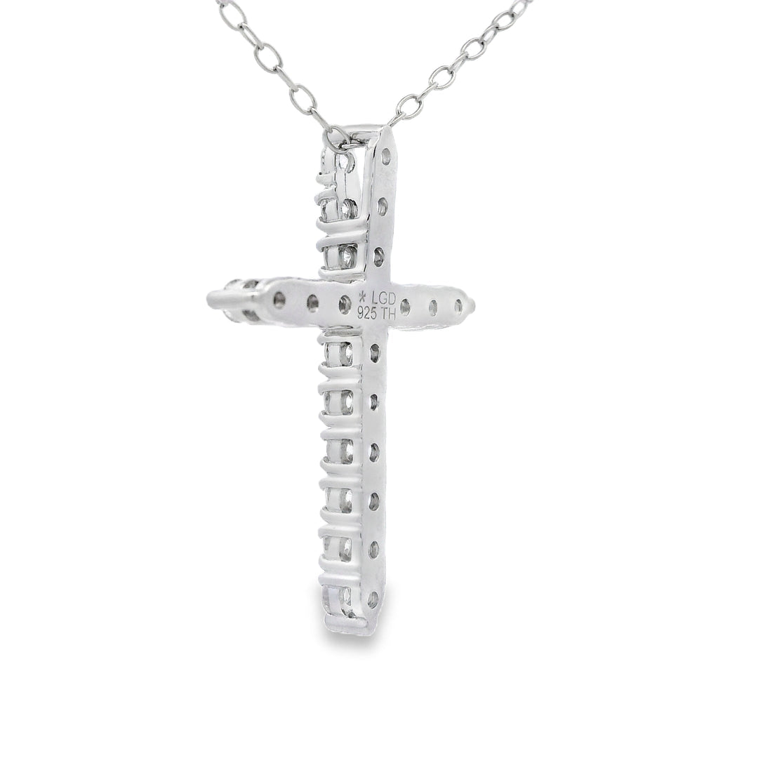 Colgante religioso de cruz de plata de ley genuina de 0,65 ct