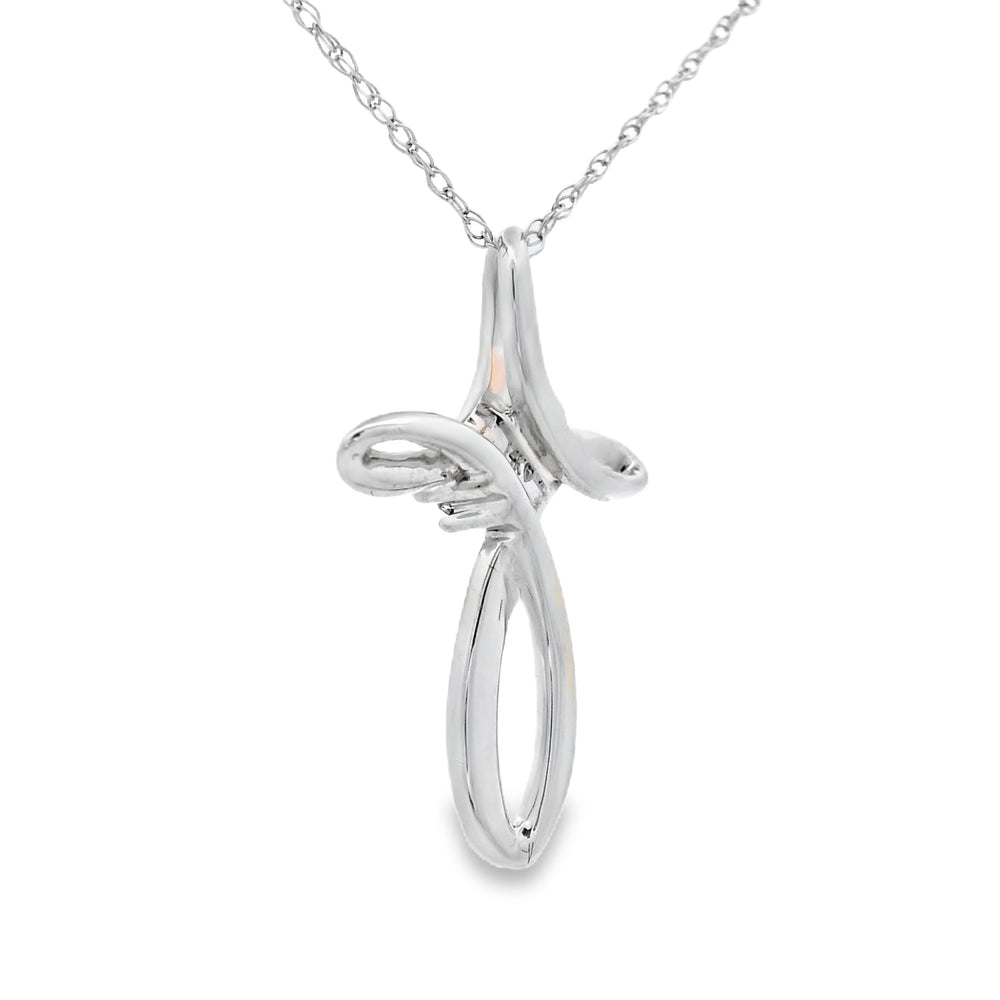 .04ct Diamond Cross Religious Pendant 14KT White Gold