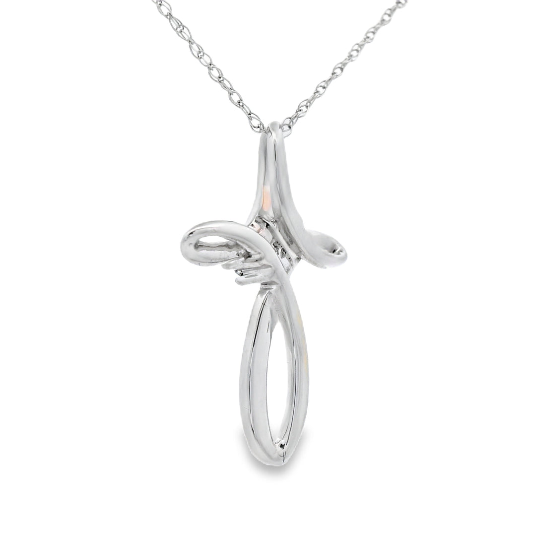 .04ct Diamond Cross Religious Pendant 14KT White Gold