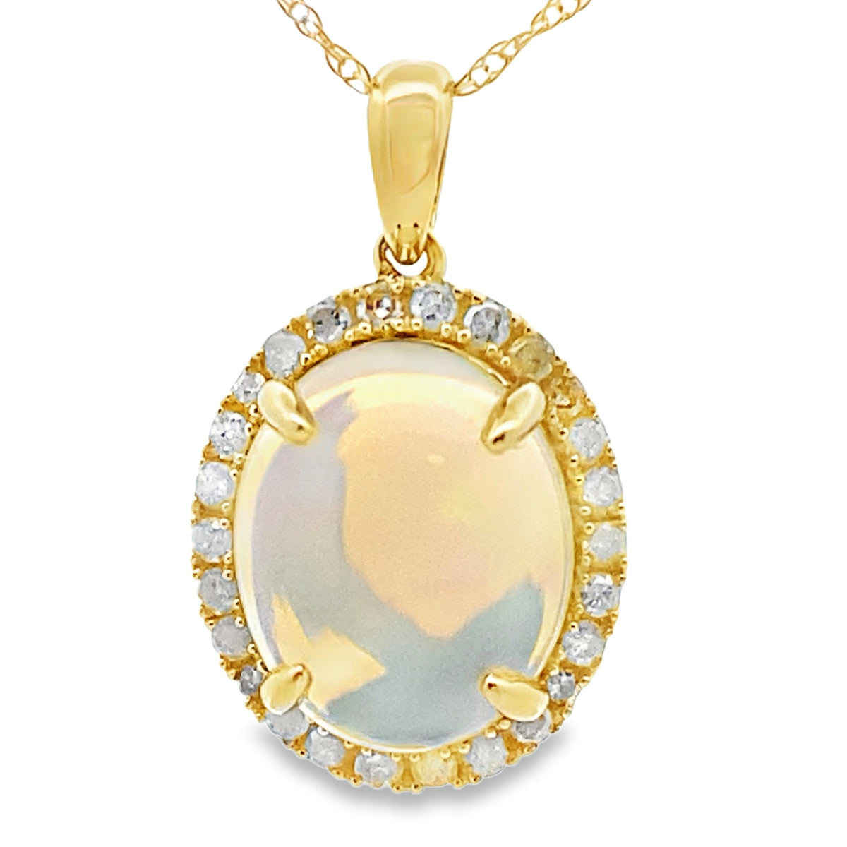2,39 ct Colgantes de Moda de Diamantes y Ópalos de Oro Amarillo de 10 KT