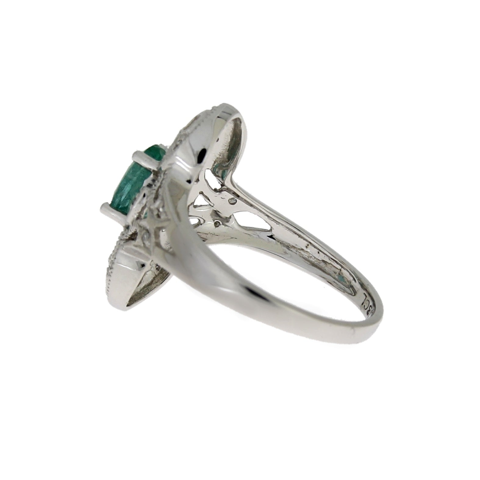 Anillo de esmeralda y diamante de .70 ct auténtico, oro blanco de 10 KT