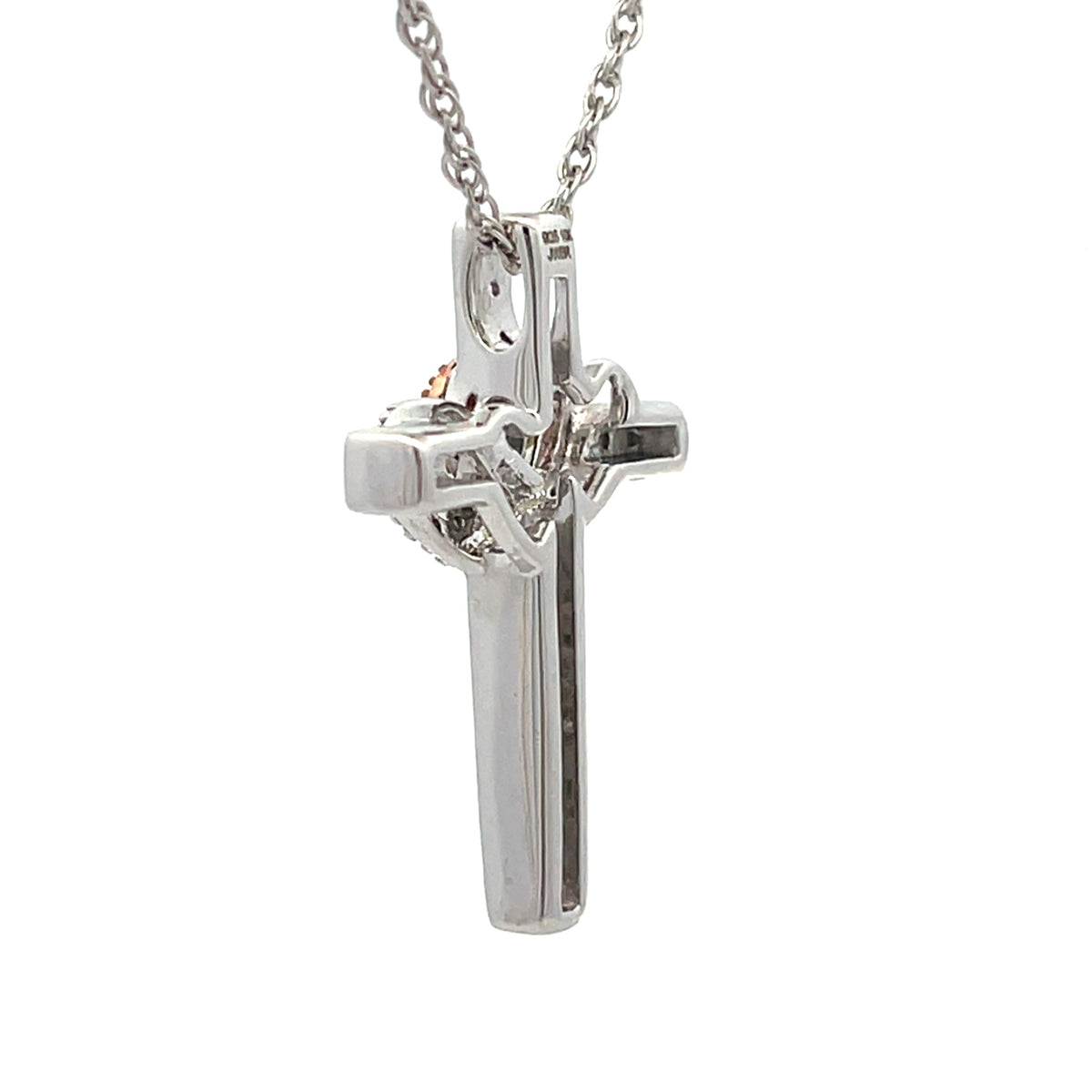 Colgante religioso de cruz de plata de ley de 10 kt y .11 quilates
