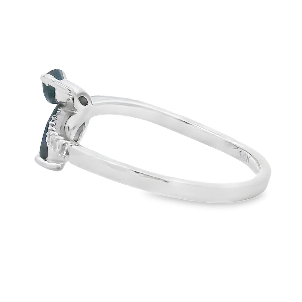 Genuine .36ct Sapphire Diamond Ring 14KT White Gold