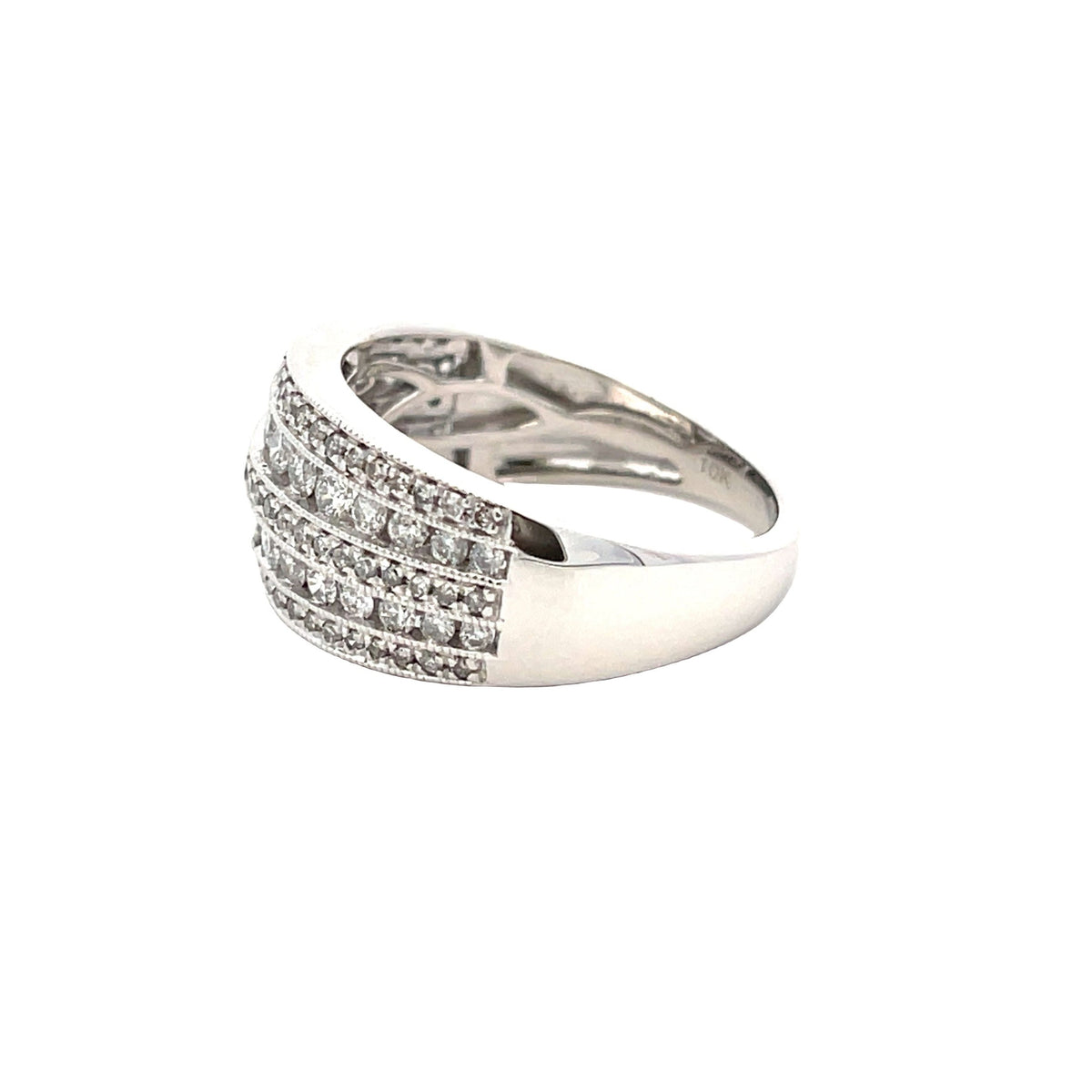 Anillo de boda con diamantes de 1,00 ct en oro blanco de 10 qt