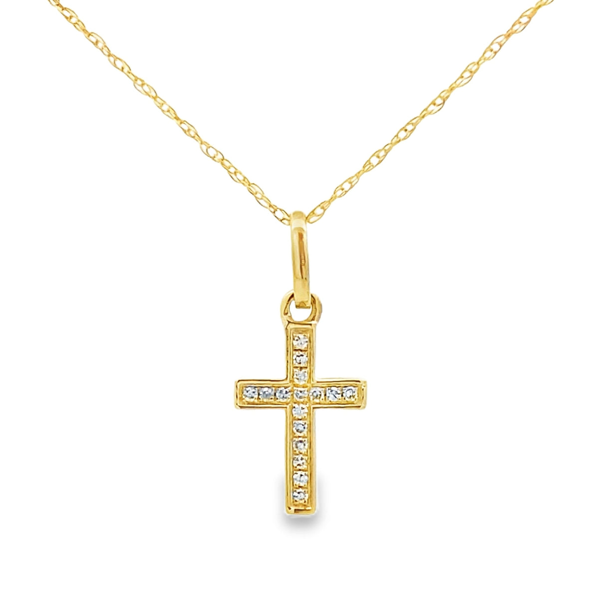 .05ct Diamond Cross Religious Pendant 14KT Yellow Gold