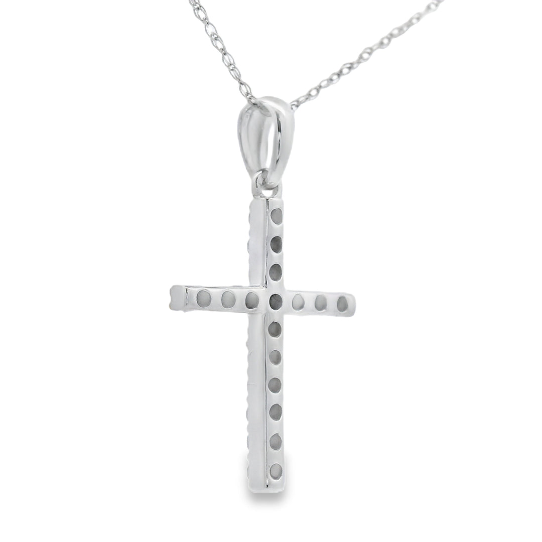 .25ct Diamond Cross Religious Pendant 14KT White Gold