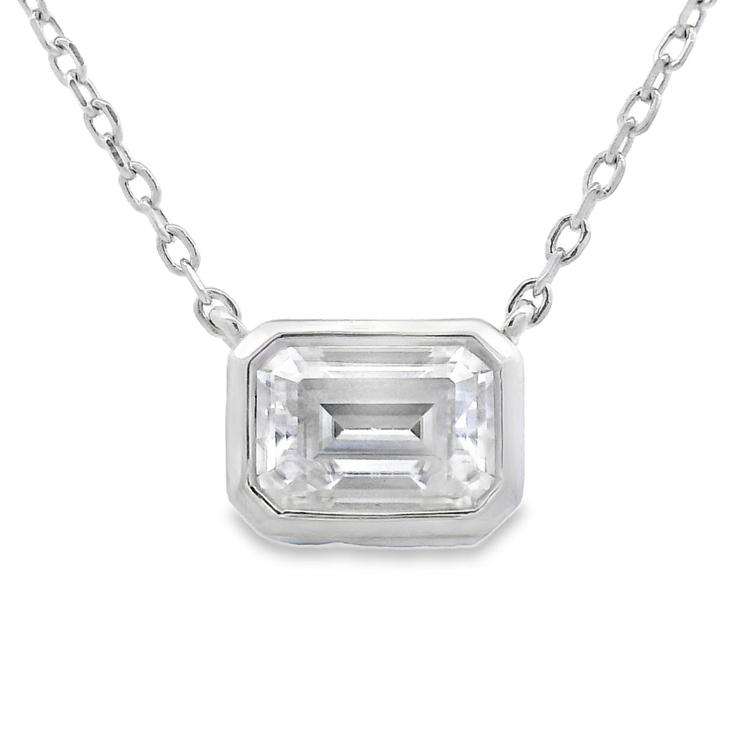 Natural .85ct Moissanite Pendant Sterling Silver