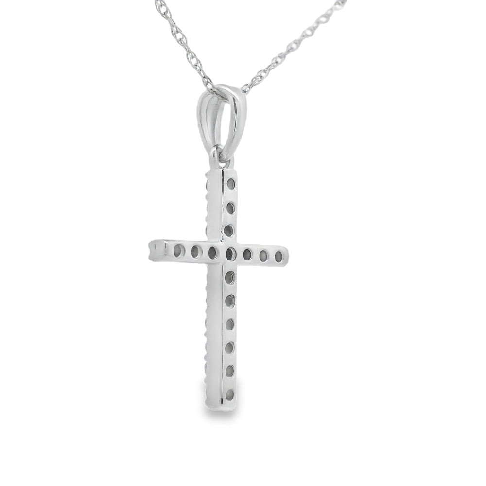 .19ct Diamond Cross Religious Pendant 14KT White Gold