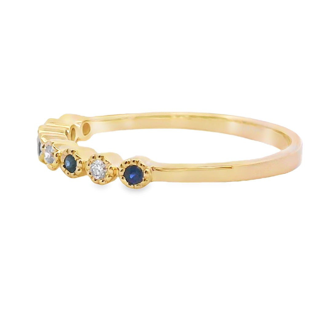 Anillo apilable de Zafiro Diamante en oro amarillo de 14K