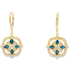 Aretes colgantes de zafiro y diamante en oro amarillo de 14 kt