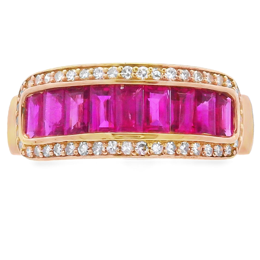 Genuine 1.10ct Ruby Diamond Ring 10KT Yellow Gold