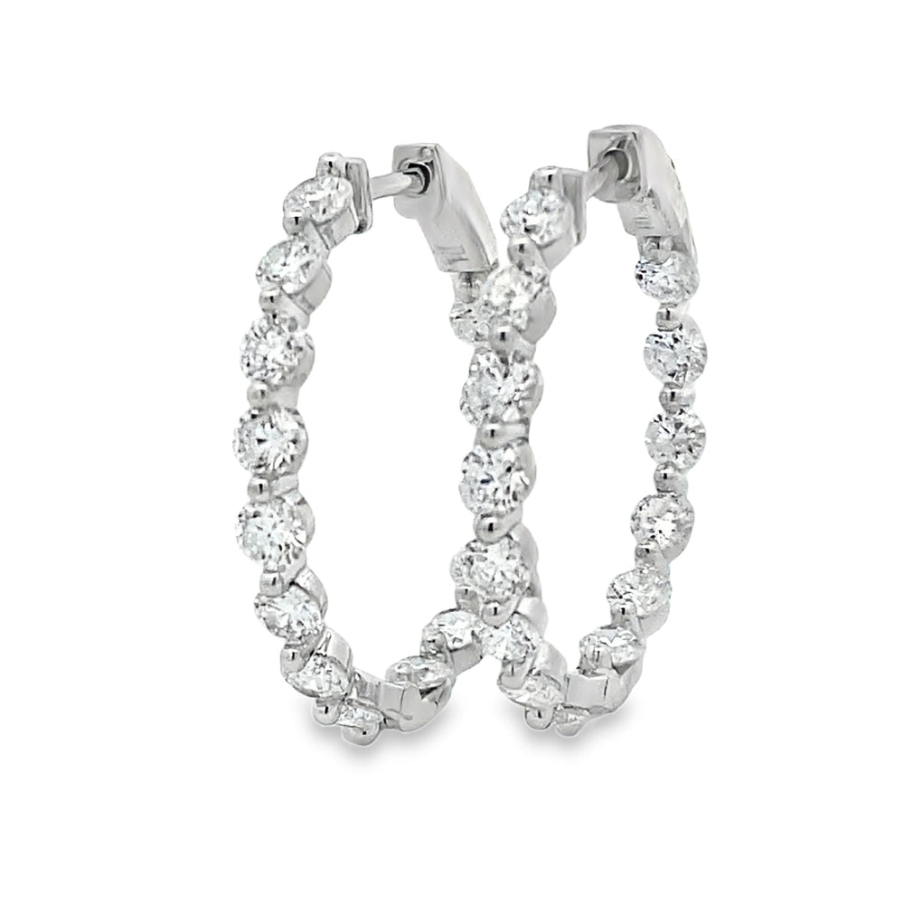 3.10ct Lab Grown Diamond Hoop Earrings Sterling Silver