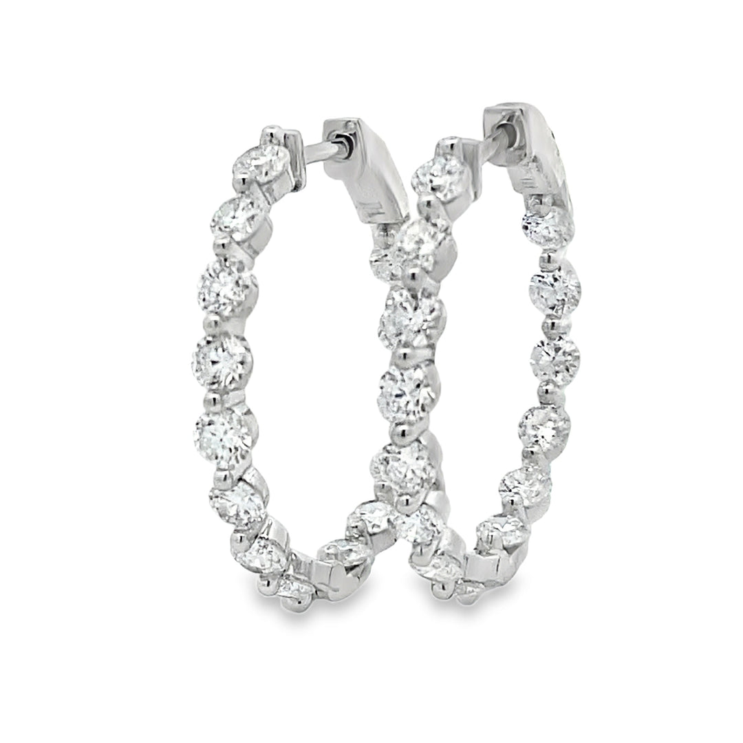 3.10ct Lab Grown Diamond Hoop Earrings Sterling Silver