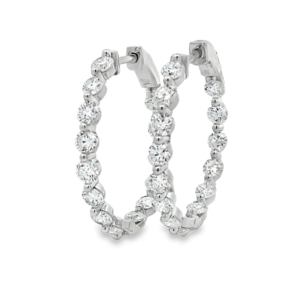 3.10ct Lab Grown Diamond Hoop Earrings Sterling Silver