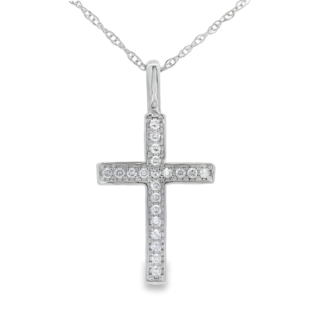 .07ct Diamond Cross Religious Pendant 10KT White Gold