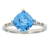 Natural 1.20ct Blue Topaz Diamond Ring 10KT White Gold